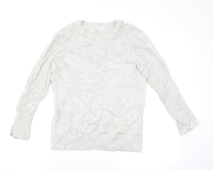 Womens UK Size 12 Warehouse Grey Basic T-Shirt