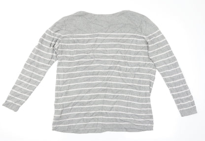 Gap Womens Grey Striped  Pullover Jumper Size 16