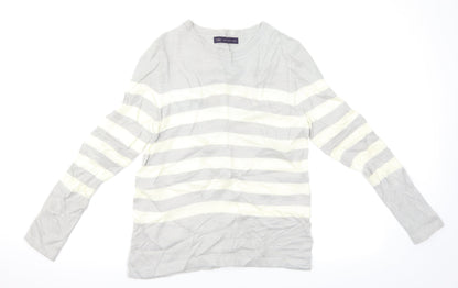 Marks & Spencer Womens Grey Striped  Pullover Jumper Size 10