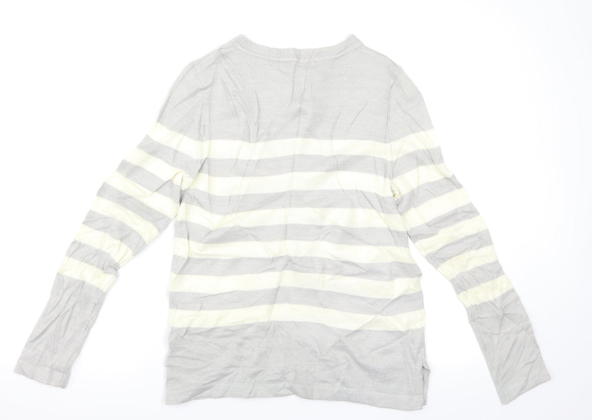 Marks & Spencer Womens Grey Striped  Pullover Jumper Size 10