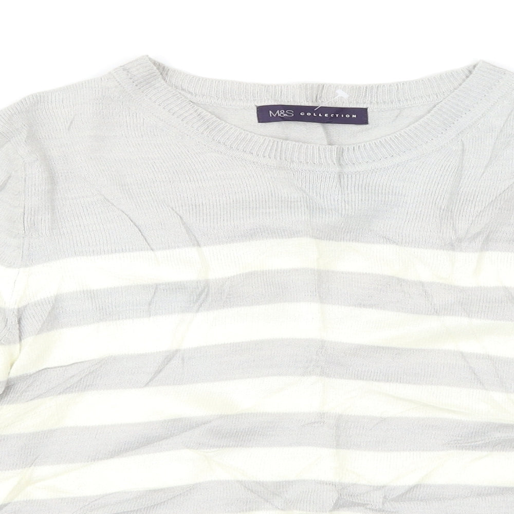 Marks & Spencer Womens Grey Striped  Pullover Jumper Size 10