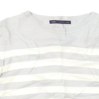 Marks & Spencer Womens Grey Striped  Pullover Jumper Size 10