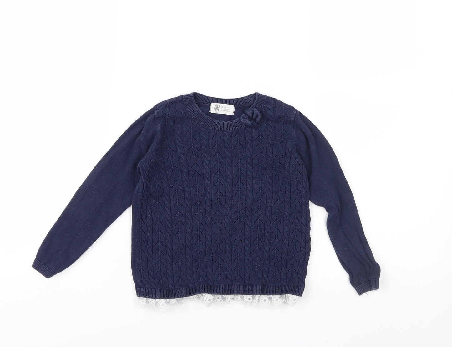 H&M Girls Blue  Knit Pullover Jumper Size 2-3 Years