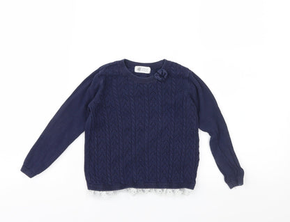 H&M Girls Blue  Knit Pullover Jumper Size 2-3 Years