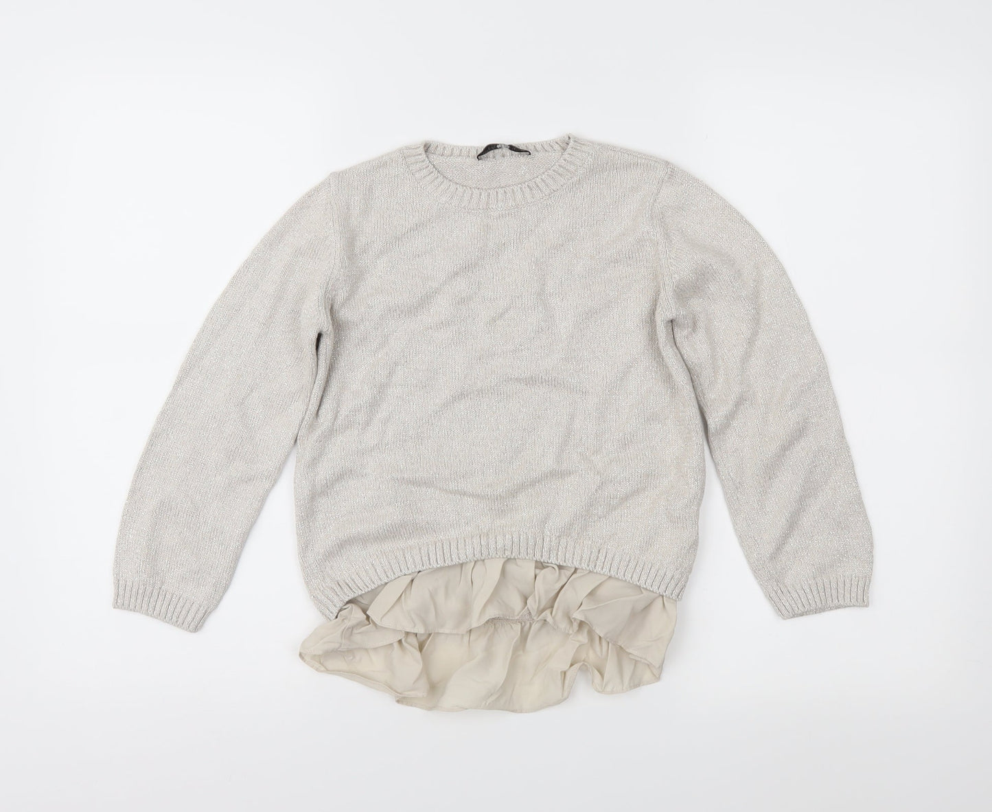 Marks and Spencer Girls Beige  Knit Pullover Jumper Size 9-10 Years