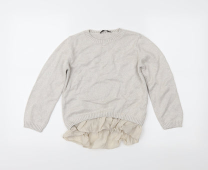 Marks and Spencer Girls Beige  Knit Pullover Jumper Size 9-10 Years