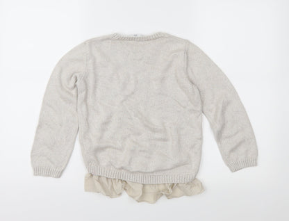 Marks and Spencer Girls Beige  Knit Pullover Jumper Size 9-10 Years