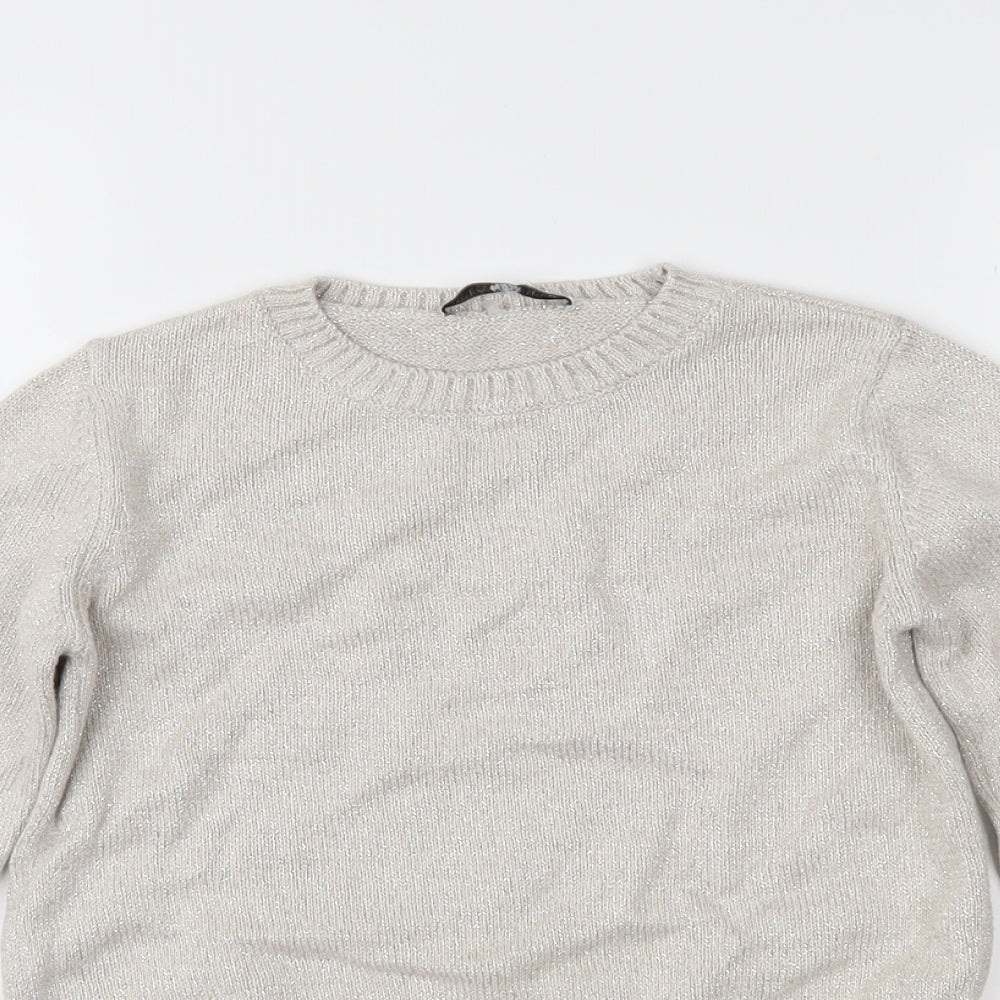 Marks and Spencer Girls Beige  Knit Pullover Jumper Size 9-10 Years