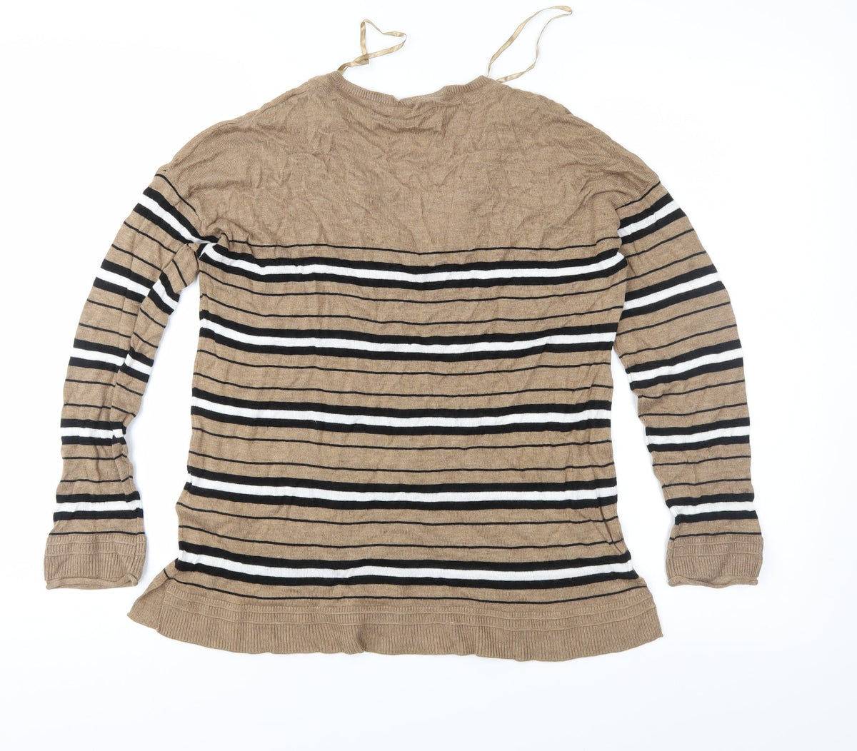 Next Womens Brown Striped Knit Pullover Jumper Size 14
