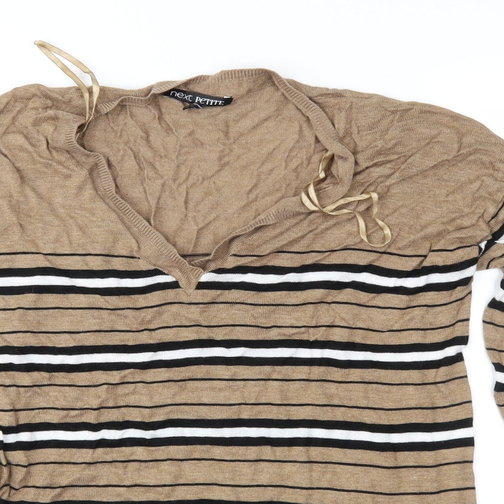 Next Womens Brown Striped Knit Pullover Jumper Size 14