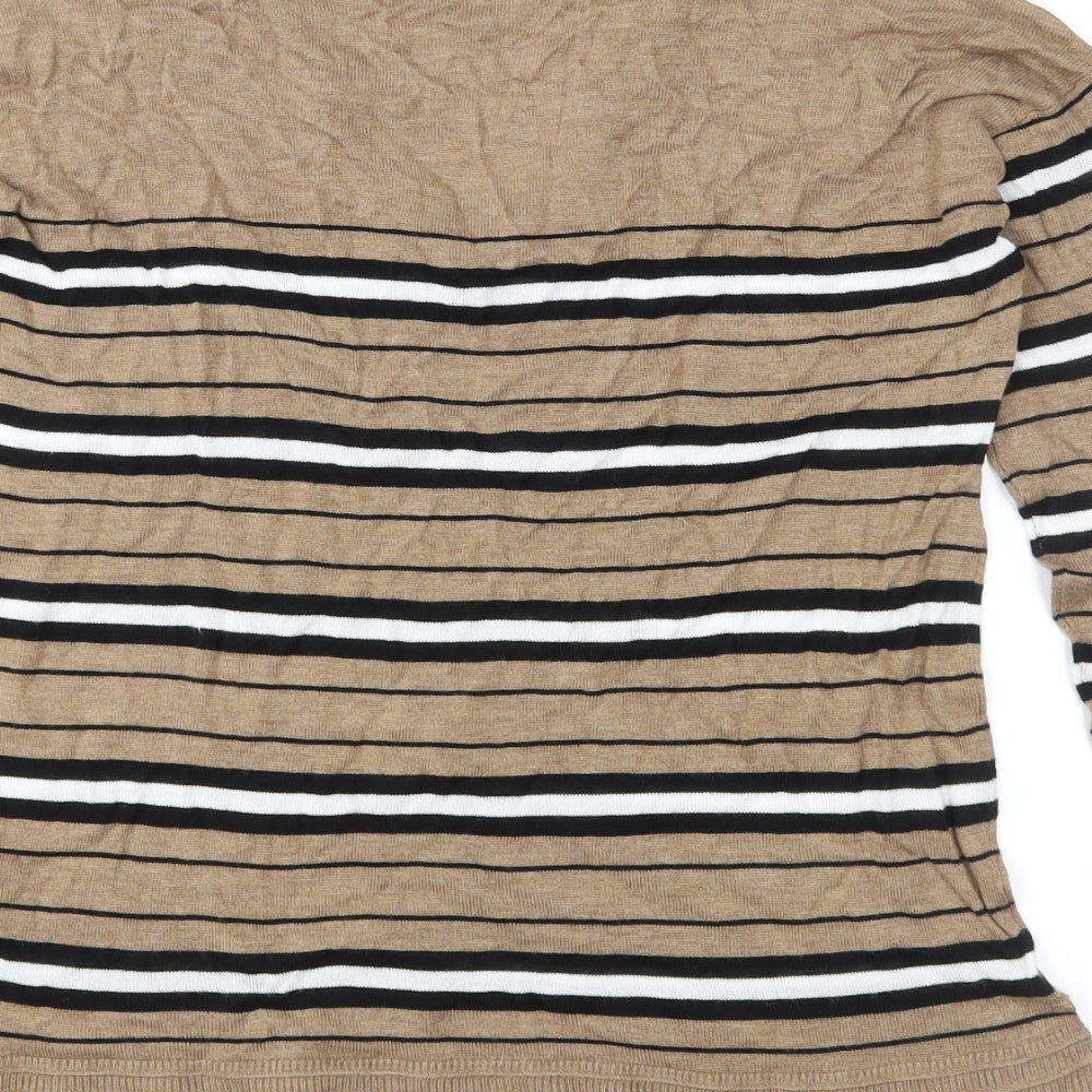 Next Womens Brown Striped Knit Pullover Jumper Size 14
