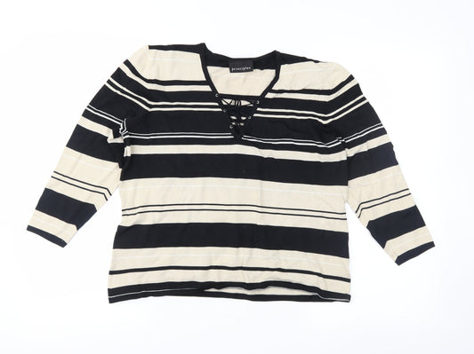 Principles Womens Brown Striped Knit Pullover Jumper Size 18