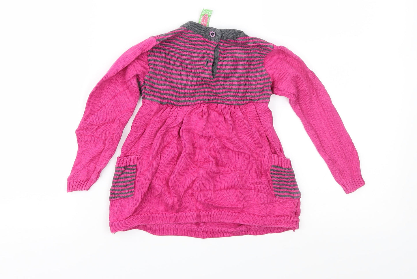 Sophie and Sam Girls Pink Striped Knit Jumper Dress  Size 12-18 Months