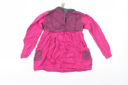 Sophie and Sam Girls Pink Striped Knit Jumper Dress  Size 12-18 Months