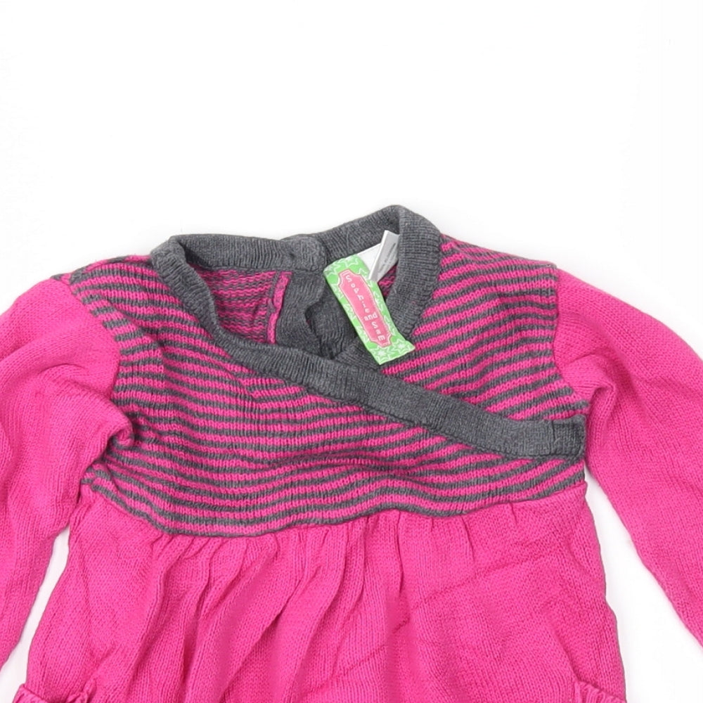 Sophie and Sam Girls Pink Striped Knit Jumper Dress  Size 12-18 Months