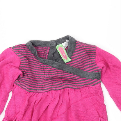 Sophie and Sam Girls Pink Striped Knit Jumper Dress  Size 12-18 Months
