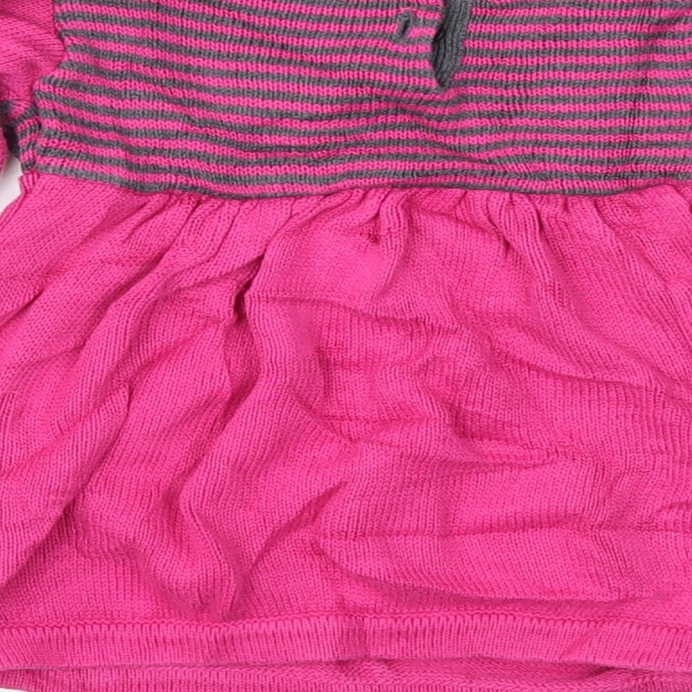 Sophie and Sam Girls Pink Striped Knit Jumper Dress  Size 12-18 Months