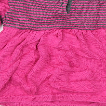 Sophie and Sam Girls Pink Striped Knit Jumper Dress  Size 12-18 Months