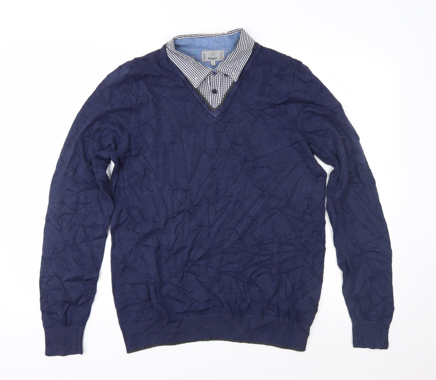 Marks and Spencer Mens Blue  Knit Pullover Jumper Size S