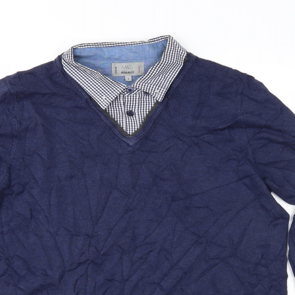 Marks and Spencer Mens Blue  Knit Pullover Jumper Size S