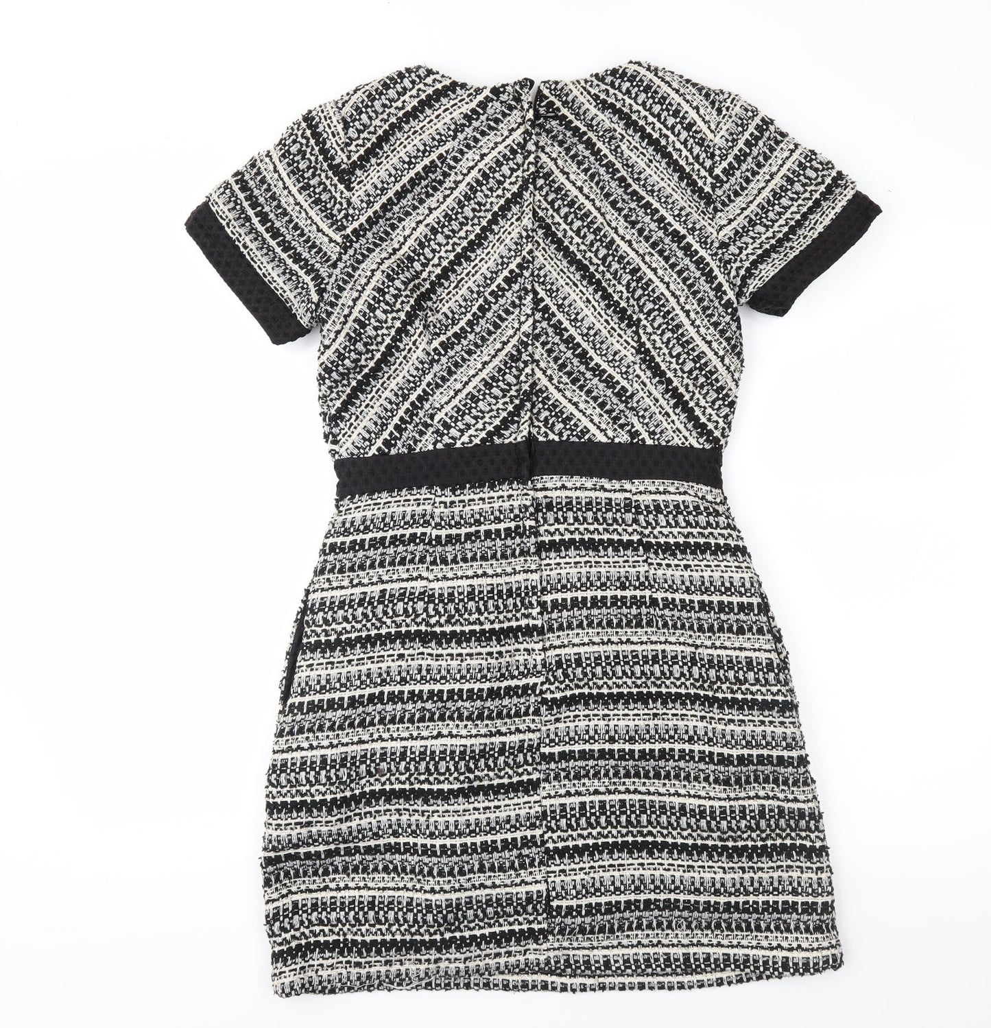 H&M Womens Black Geometric  Fit & Flare  Size 8