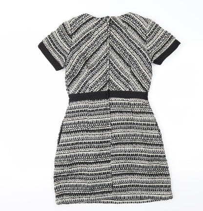 H&M Womens Black Geometric  Fit & Flare  Size 8