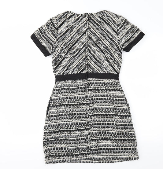 H&M Womens Black Geometric  Fit & Flare  Size 8