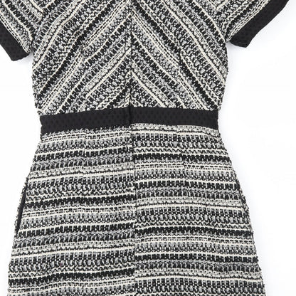 H&M Womens Black Geometric  Fit & Flare  Size 8