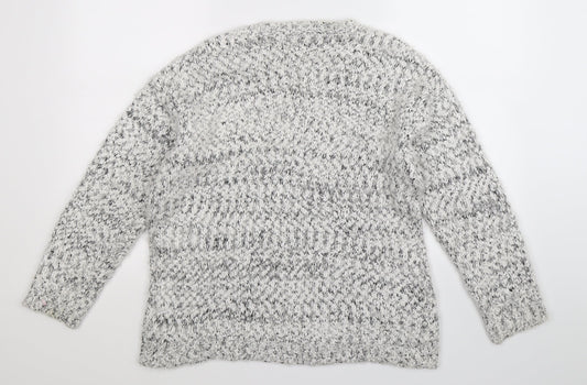 Amara Womens White  Knit Pullover Jumper Size L