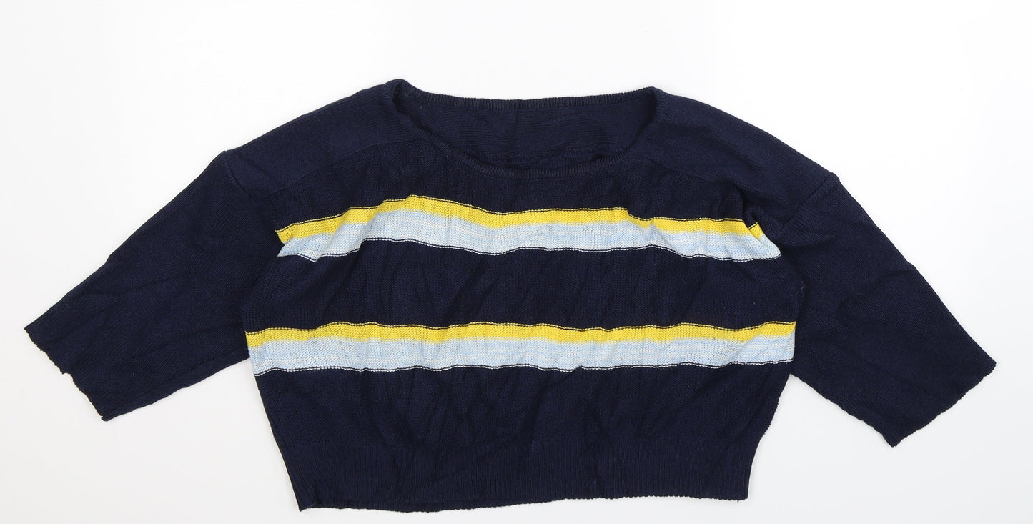Preworn Womens Blue Striped Knit Pullover Jumper Size L
