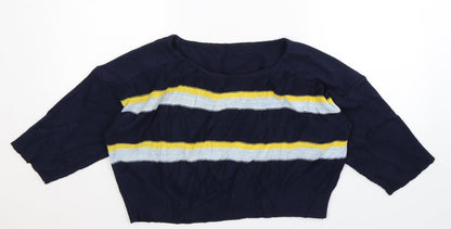 Preworn Womens Blue Striped Knit Pullover Jumper Size L