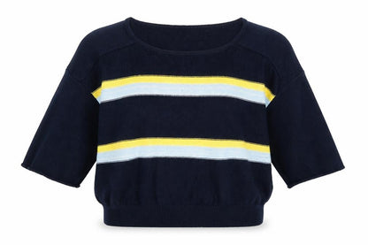 Preworn Womens Blue Striped Knit Pullover Jumper Size L