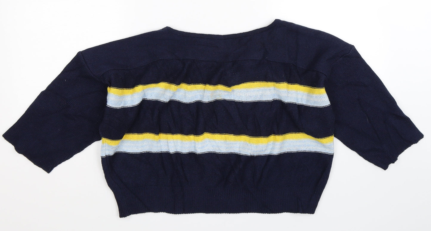 Preworn Womens Blue Striped Knit Pullover Jumper Size L