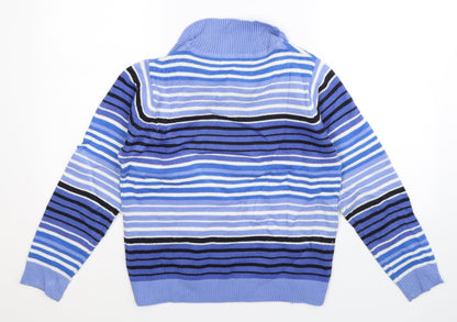EWM Womens Blue Striped Knit Pullover Jumper Size 12