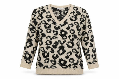 Per Una Womens Beige Animal Print Knit Pullover Jumper Size S  - Oversized