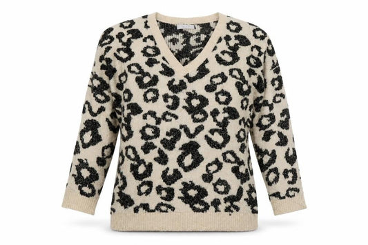 Per Una Womens Beige Animal Print Knit Pullover Jumper Size S  - Oversized