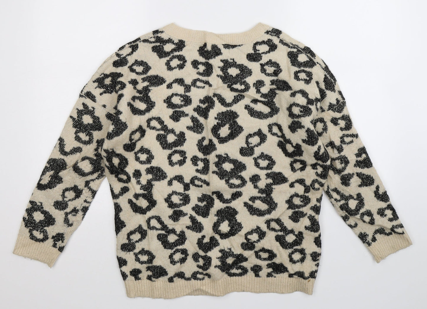 Per Una Womens Beige Animal Print Knit Pullover Jumper Size S  - Oversized