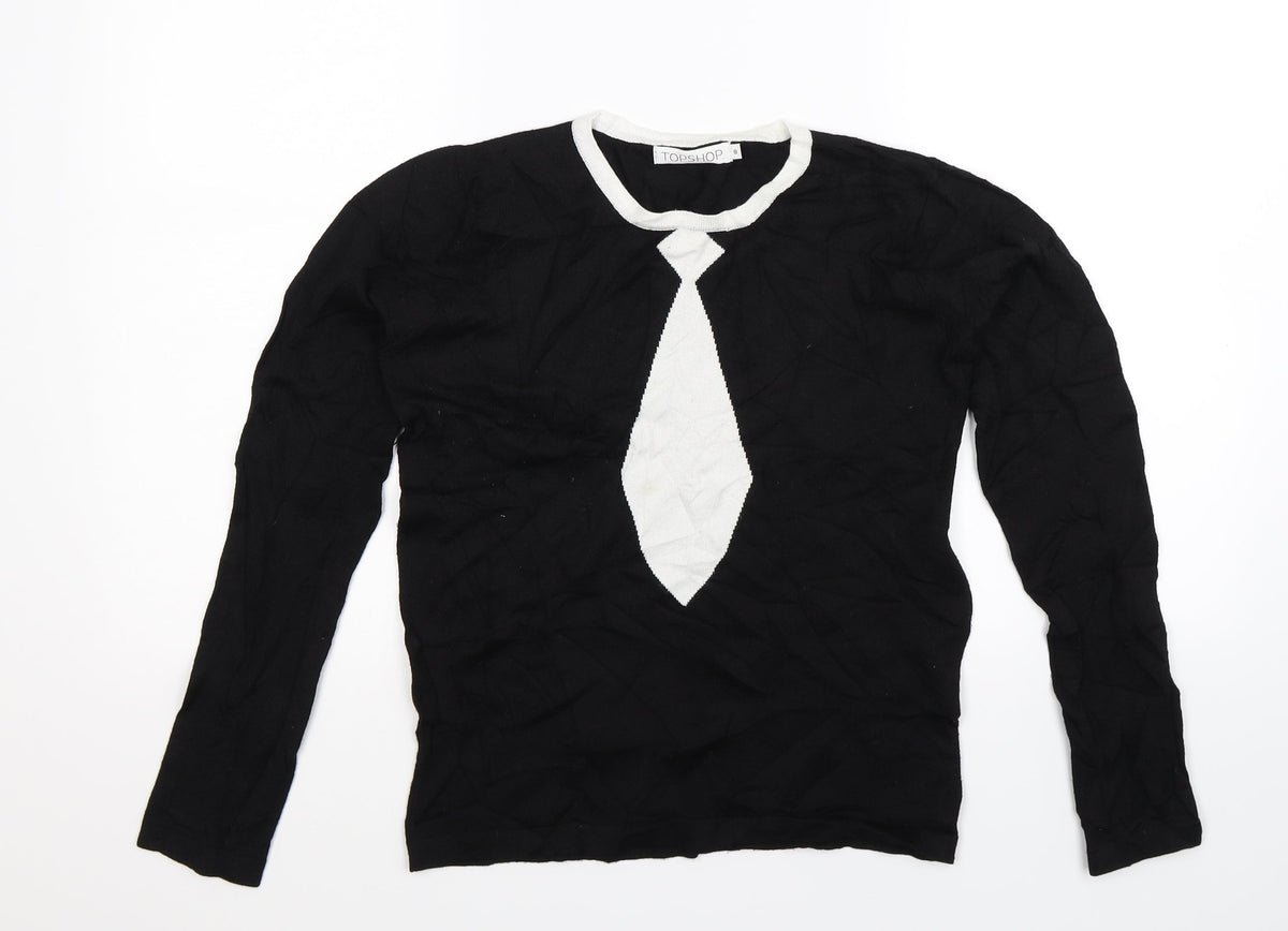 Topshop Womens Black  Knit Pullover Jumper Size 8