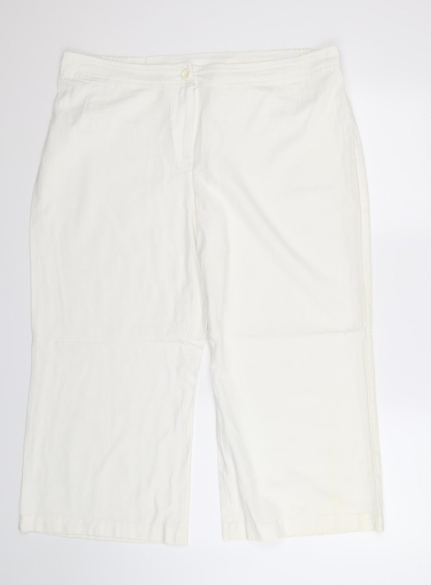 Womens UK Size 20 Agenda Regular Fit Cropped White Trousers
