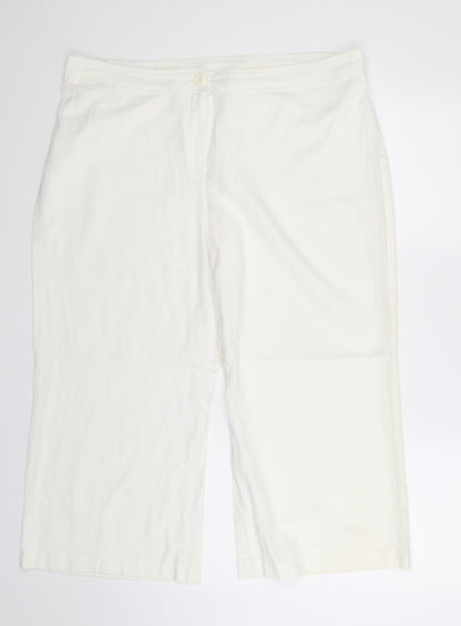 Womens UK Size 20 Agenda Regular Fit Cropped White Trousers