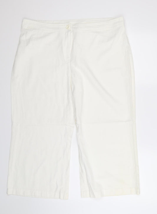 Womens UK Size 20 Agenda Regular Fit Cropped White Trousers