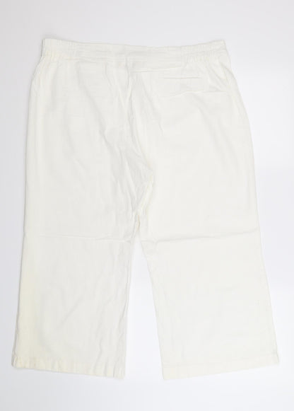 Womens UK Size 20 Agenda Regular Fit Cropped White Trousers