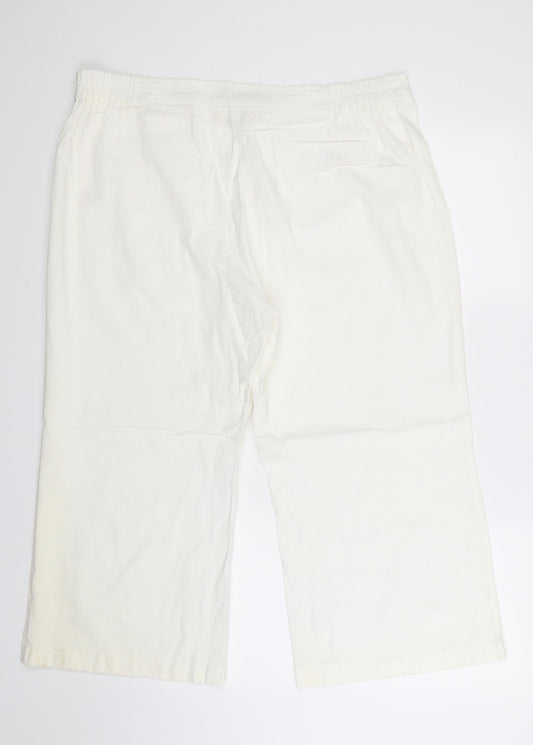 Womens UK Size 20 Agenda Regular Fit Cropped White Trousers