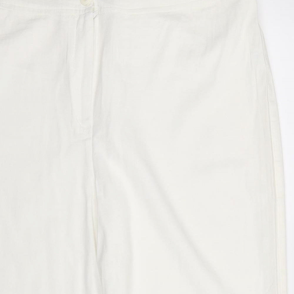 Womens UK Size 20 Agenda Regular Fit Cropped White Trousers