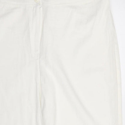Womens UK Size 20 Agenda Regular Fit Cropped White Trousers