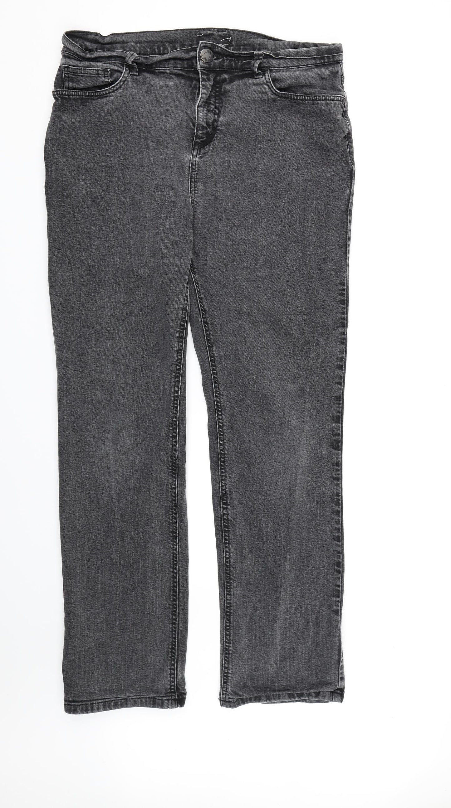 Per Una Womens Grey  Denim Straight Jeans  L30 in