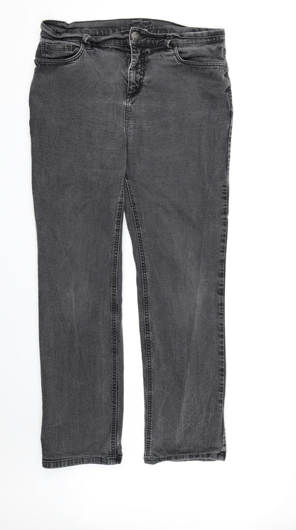 Per Una Womens Grey  Denim Straight Jeans  L30 in