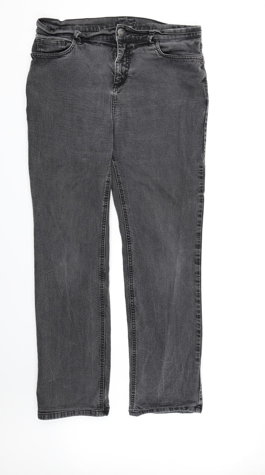 Per Una Womens Grey  Denim Straight Jeans  L30 in