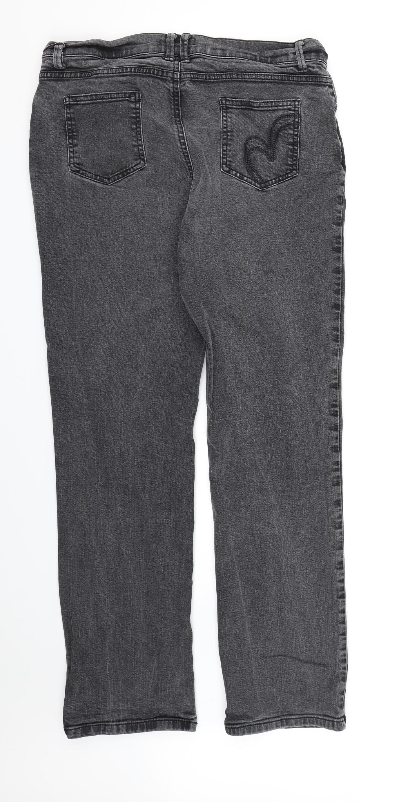 Per Una Womens Grey  Denim Straight Jeans  L30 in