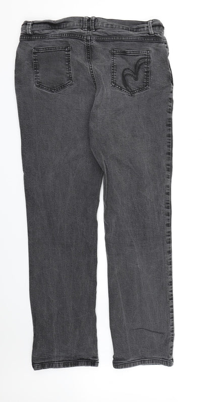 Per Una Womens Grey  Denim Straight Jeans  L30 in